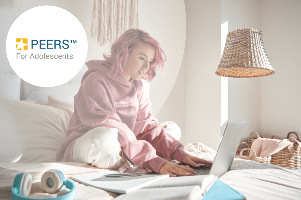 Peers for Adolescents: Woman sitting on the bed typing on her laptop